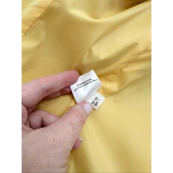 St. John Sport Marie Yellow Gold Mock Neck Full Zip Leather Jacket Size Medium - Picture 11 of 13